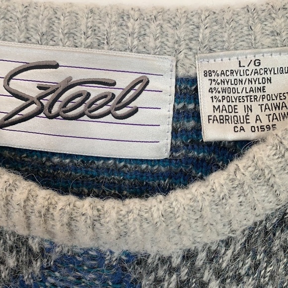 VINTAGE CREWNECK PATTERNED UNISEX SWEATER SIZE L - Picture 6 of 7